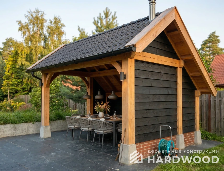 Навес двухскатный для барбекю №111 - фото 2236